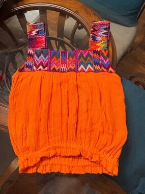 Jens Pirate Booty Orange Gauze embroidered top